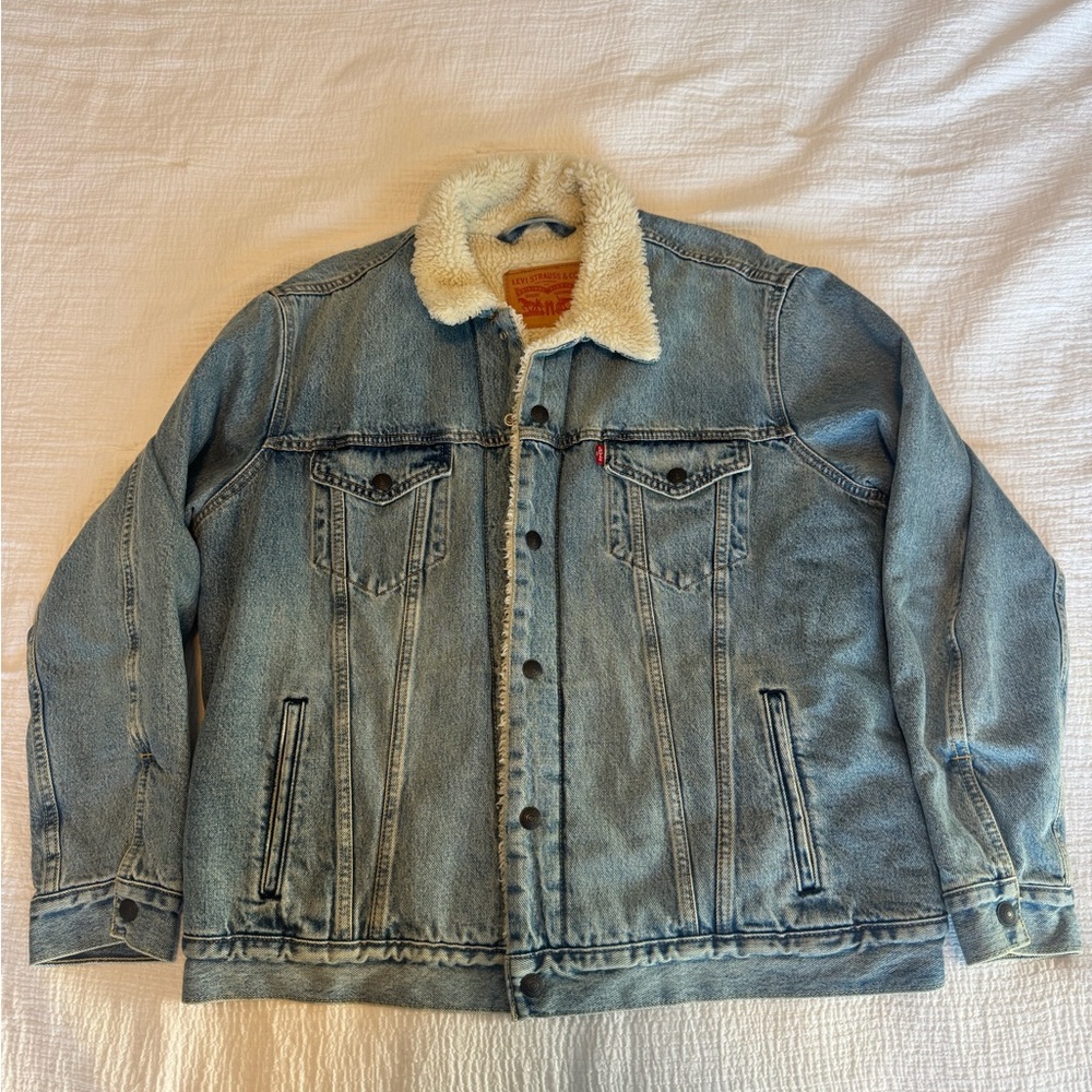Levi's Light Blue Denim Jacket with Sherpa Collar